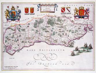 Map of Sussex (hand coloured engraving) | Obraz na stenu