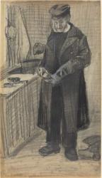 Man Polishing a Boot, 1882 (black chalk and gray wash, with white heightening on wove paper) | Obraz na stenu