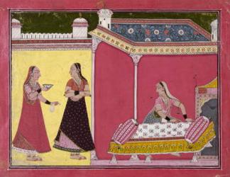 Preparing the Bed, Bilaspur, c.1690-1700 (gouache on paper) | Obraz na stenu