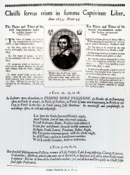 Christi Servus Etiam in Summa Captivitate Liber: a page from a broadsheet containing a list of places and times of John Lilburne's (c.1614-57) imprisonments, published 1653 (engraving) (b/w photo) | Obraz na stenu