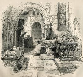 Nell Trent sitting in the old church, from 'The Old Curiosity Shop' by Charles Dickens (engraving) | Obraz na stenu