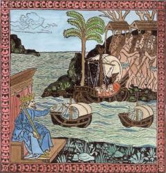 The Landing of Columbus, from Vol II of 'Narrative and Critical History of America', edited by Justin Winsor, London, 1886 (woodcut) (later colouration) | Obraz na stenu