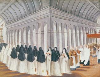 Procession of the Holy Sacrament in the Cloister, from 'l'Abbaye de Port-Royal', c.1710 (gouache on paper) | Obraz na stenu