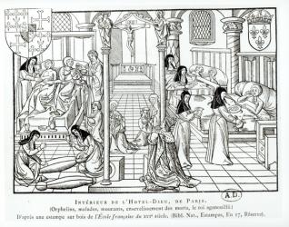 Interior of the Hotel Dieu hospital (xylograph) (b/w photo) | Obraz na stenu
