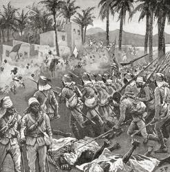 Anglo-Egyptian troops storm the village of Ferkeh at the Battle of Ferkeh or Firket, 7 June 1896, during the Mahdist War. | Obraz na stenu