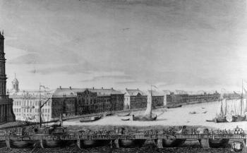 Saint Isaac's Pontoon Bridge across the River Neva (engraving) | Obraz na stenu