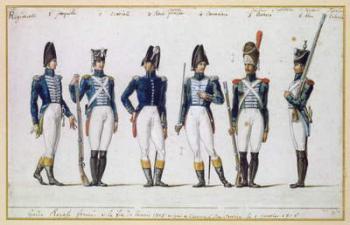 French Royal Guard, 1816 (gouache) | Obraz na stenu