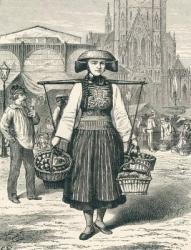 A Hamburg market woman, Hamburg, Germany in the 19th century. From Pictures from the German Fatherland published c.1880. | Obraz na stenu