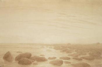 Moonrise on the Sea (Sunset across the Sea) (sepia ink and pencil on paper) | Obraz na stenu