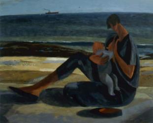 Mother and Child by the Sea, 1993, (oil on canvas) | Obraz na stenu