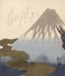 Mount Fuji Under the Snow (coloured engraving) | Obraz na stenu