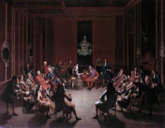 Frederick I's Tobacco College in the Berliner Castle's Cloth of Gold Chamber, c.1710 (oil on canvas) | Obraz na stenu