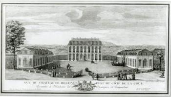View of the Courtyard Facade of the Bellevue Castle, c.1750 (etching) (b/w photo) | Obraz na stenu