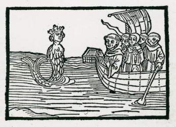 St. Brendan and the Siren, illustration from 'The Voyage of St. Brendan', 1499 (woodcut) | Obraz na stenu