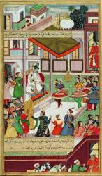 Dancing girls taken from Baz Bahadur's palace at Malwa, performing a Kathak dance before Akbar, from the 'Akbarnama', Mughal, 1561 (gouache on paper) | Obraz na stenu