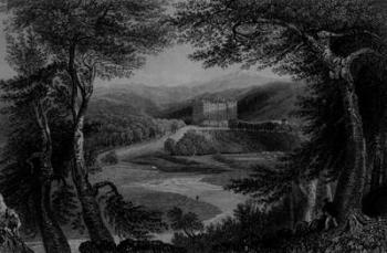 View of Drumlanrig Castle, Dumfrieshire (engraving) (b/w photo) | Obraz na stenu
