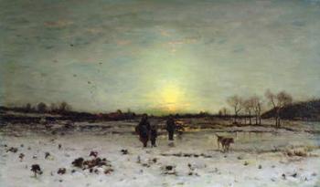 Winter Landscape at Sunset (oil on canvas) | Obraz na stenu