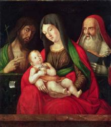 Virgin and Child with St. John the Baptist and St. Jerome (panel) | Obraz na stenu