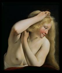 Young Woman Combing Her Hair (oil on canvas) | Obraz na stenu