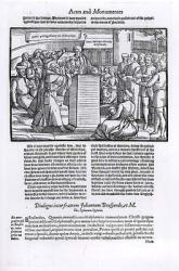 Thomas Bilney (d.1531) is Dragged from the Pulpit, from 'Acts and Monuments' (woodcut) (b/w photo) | Obraz na stenu