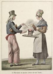 The Sausage Seller (coloured engraving) | Obraz na stenu