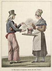 The Sausage Seller (coloured engraving) | Obraz na stenu