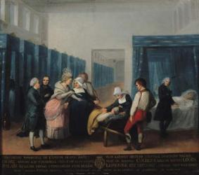 The Visit of Monsieur and Madame Necker to the Hopital de la Charite, 1780 (oil on canvas) | Obraz na stenu