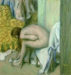 After the Bath, Woman Drying her Left Foot, 1886 (pastel on cardboard) | Obraz na stenu