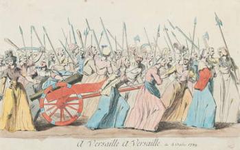 'A Versailles, A Versailles', March of the Women on Versailles, Paris, 5th October 1789 (coloured engraving) (see also 28334 & 127501) | Obraz na stenu