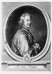 John Dryden (1631-1700) engraved by Gerard Edelinck (1640-1707) (engraving) (b&w photo) | Obraz na stenu