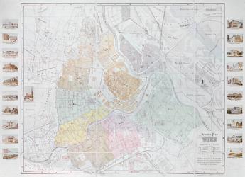 Map of Vienna, published by Klimsch & Co., Frankfurt, c.1860 (colour litho) | Obraz na stenu
