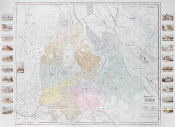 Map of Vienna, published by Klimsch & Co., Frankfurt, c.1860 (colour litho) | Obraz na stenu