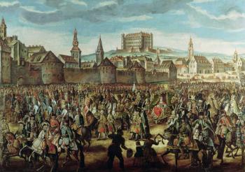 The Arrival of Empress Maria Theresa of Austria (1717-80) at Pressburg (Bratislava) on 25th August 1741 (oil on canvas) | Obraz na stenu