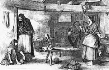 Spinning Net Thread in the Claddagh, Galway, illustration from 'The Illustrated London News', July 16 1870 (engraving) | Obraz na stenu
