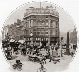 Fleet Street corner, Ludgate Circus, London, England in the late 19th century. From Living London, published c.1901 | Obraz na stenu