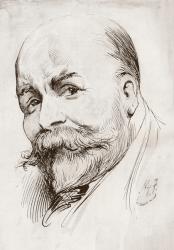 Henry (Harry) Furniss, 1854 - 1925. Irish artist and illustrator. Self portrait by Harry Furniss for The Dickens Picture Book, from The Testimonial Edition, published 1910. | Obraz na stenu