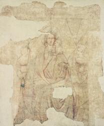 Madonna and Child Enthroned, drawing for a fresco (sinopia on paper) | Obraz na stenu