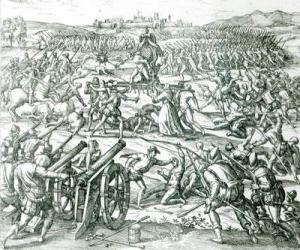 The Battle of Cajamarca, 1532 (engraving) (b/w photo) | Obraz na stenu