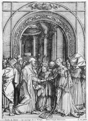 The marriage of the Virgin, from the 'Life of the Virgin' series, c.1504-05 (woodcut) (b/w photo) | Obraz na stenu