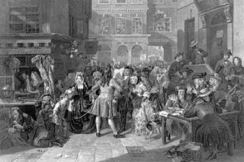 Scene in Change Alley during the South Sea Bubble, 1853 (engraving) (b/w photo) | Obraz na stenu
