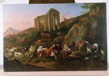 Classical Landscape with Animals | Obraz na stenu
