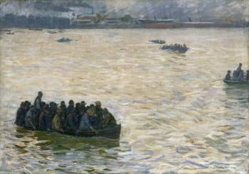 Shipyard Workers Returning Home on the Elbe, 1894 (oil on canvas) | Obraz na stenu