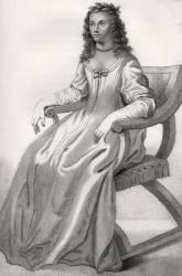 Margaret Cavendish, illustration from 'A catalogue of Royal and Noble Authors, Volume III', published in 1806 (colour litho) | Obraz na stenu