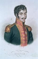 Portrait of Simon Bolivar (1783-1830) (coloured engraving) | Obraz na stenu