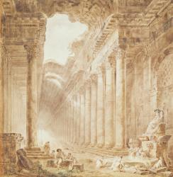 A Colonnade in Ruins, 1780 (pen & ink and w/c on paper) | Obraz na stenu