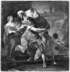 Aeneas carrying Anchises, 1729 (oil on canvas) (b/w photo) | Obraz na stenu