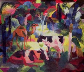 Landscape with Cows and a Camel (oil on canvas) | Obraz na stenu