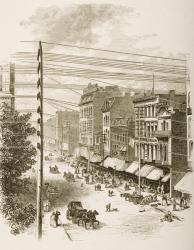 Clark Street, Chicago, in c.1870, from 'American Pictures' published by the Religious Tract Society, 1876 (engraving) | Obraz na stenu