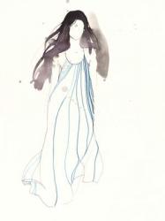 Woman with dress from CHLOÈ, 2013 (ink, tush on paper) | Obraz na stenu