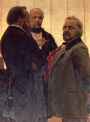 Vladimir Odoevsky (1803-69), Mily Balakirev (1837-1910) and Mikhail Ivanovich Glinka (1804-57), 1890s (oil on canvas) (detail) | Obraz na stenu